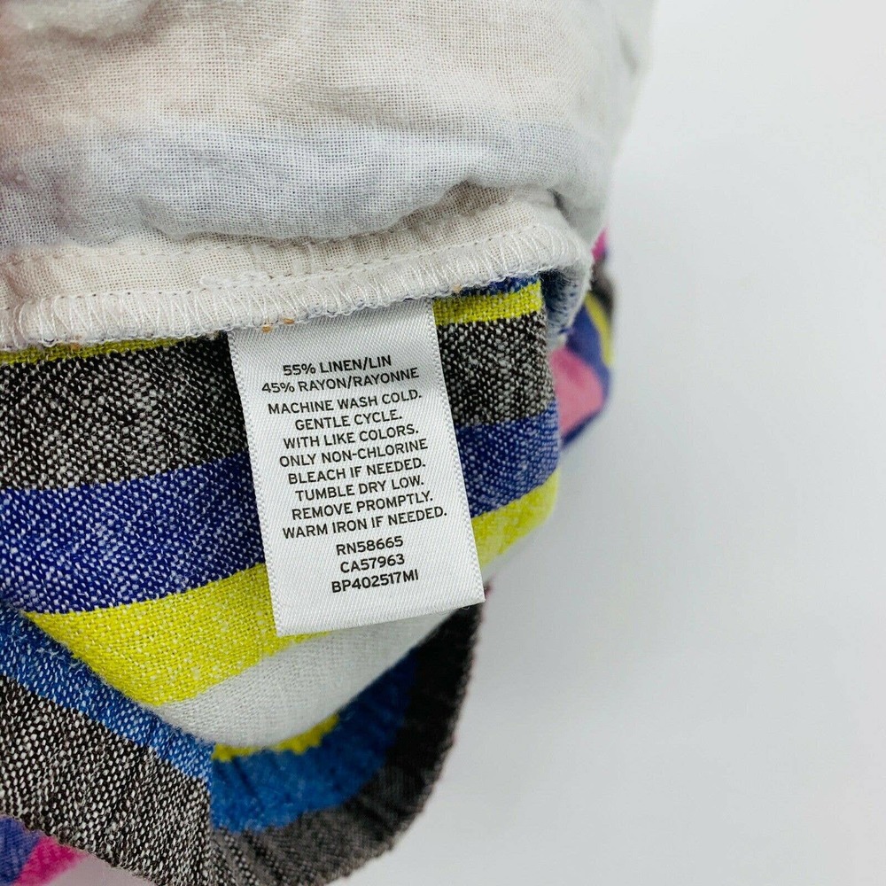 BP. Rainbow Stripe Linen Shorts Elastic Pockets - Picture 5 of 6